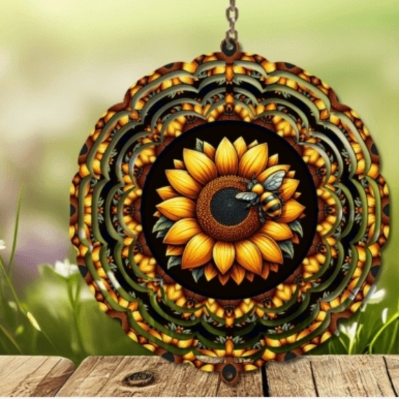 None Other - 8 Inch Sunflower Wind Spinner